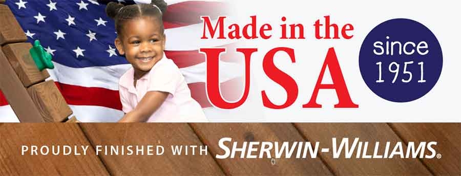 Swing Sets made in the USA stained with Sherwin-Williams